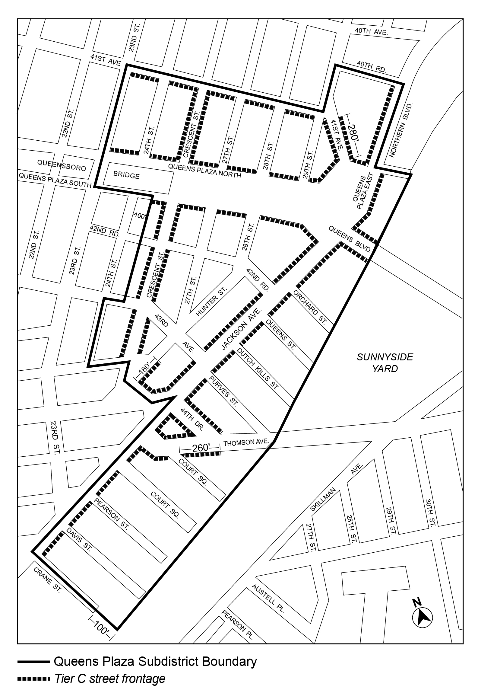 Moved Queens Plaza Subdistrict Plan Maps: Map 2 (Ground Floor Use and Frontage) from Appendix C to here and modified, per Long Island City Neighborhood Plan (N 250177 ZRQ), adopted 12th November, 2025.