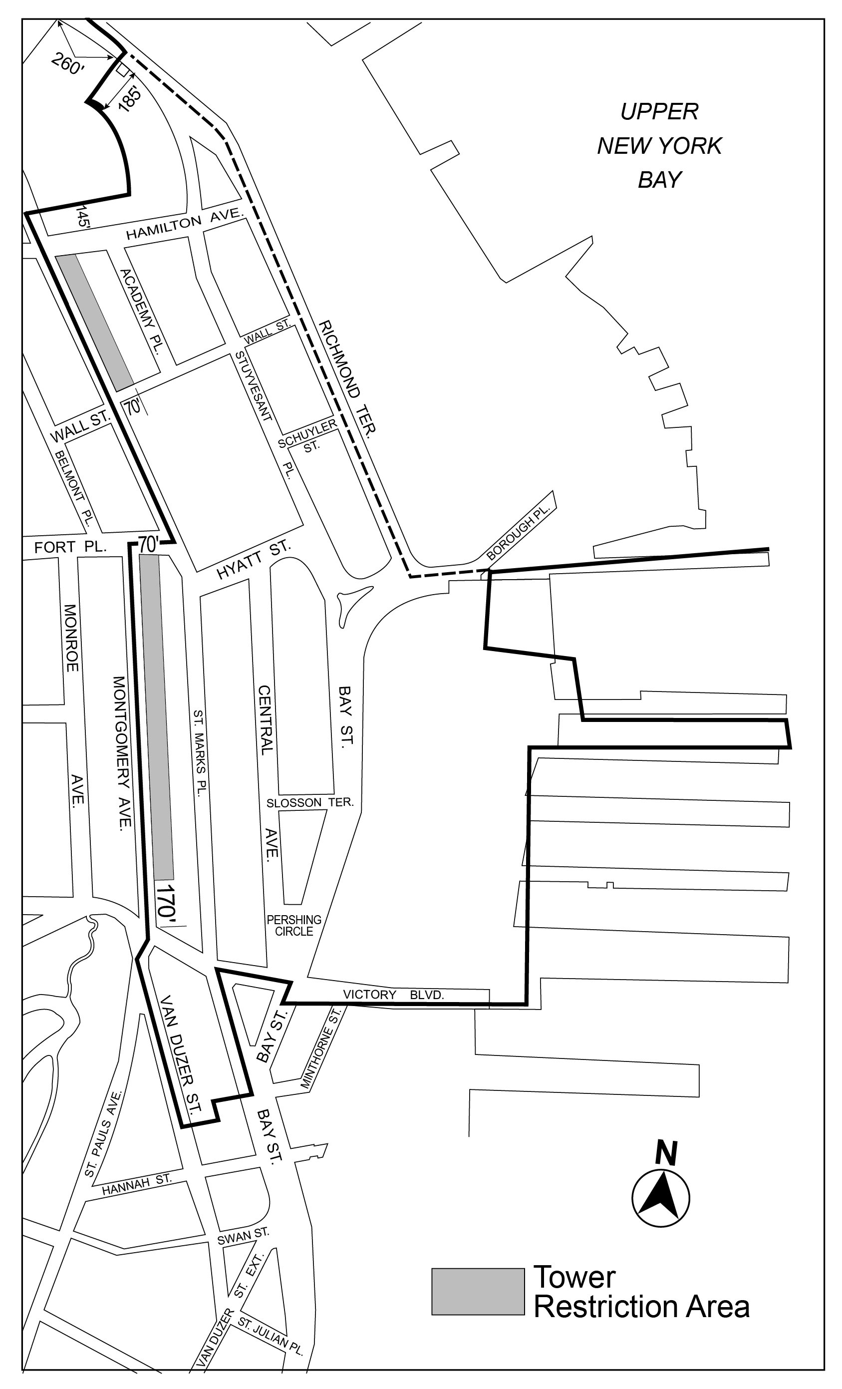 Article XII, Chapter 8, Appendix, Map 4 (Tower Restriction Areas) amended per <a class='sec-link-inline' target='_blank' href='/article-iii/chapter-7#37-59'><span>37-59</span></a> Hamilton Ave (N 250320 ZRR), 16th April, 2026