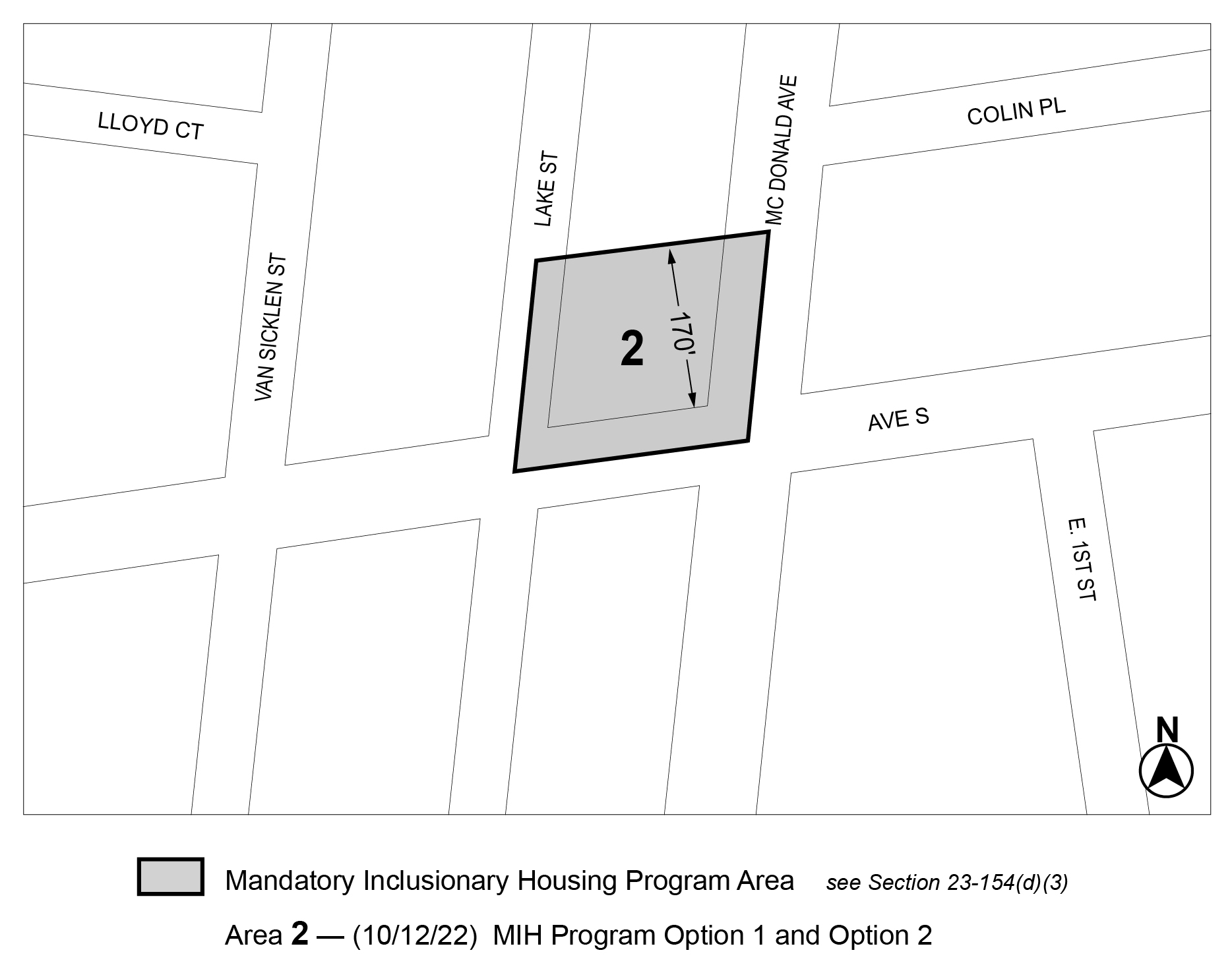 APPENDIX F, BK CD 11, Map 2, MIH area 2, per 2080 McDonald Ave (N 210175 ZRK), adopted 12th October, 2022