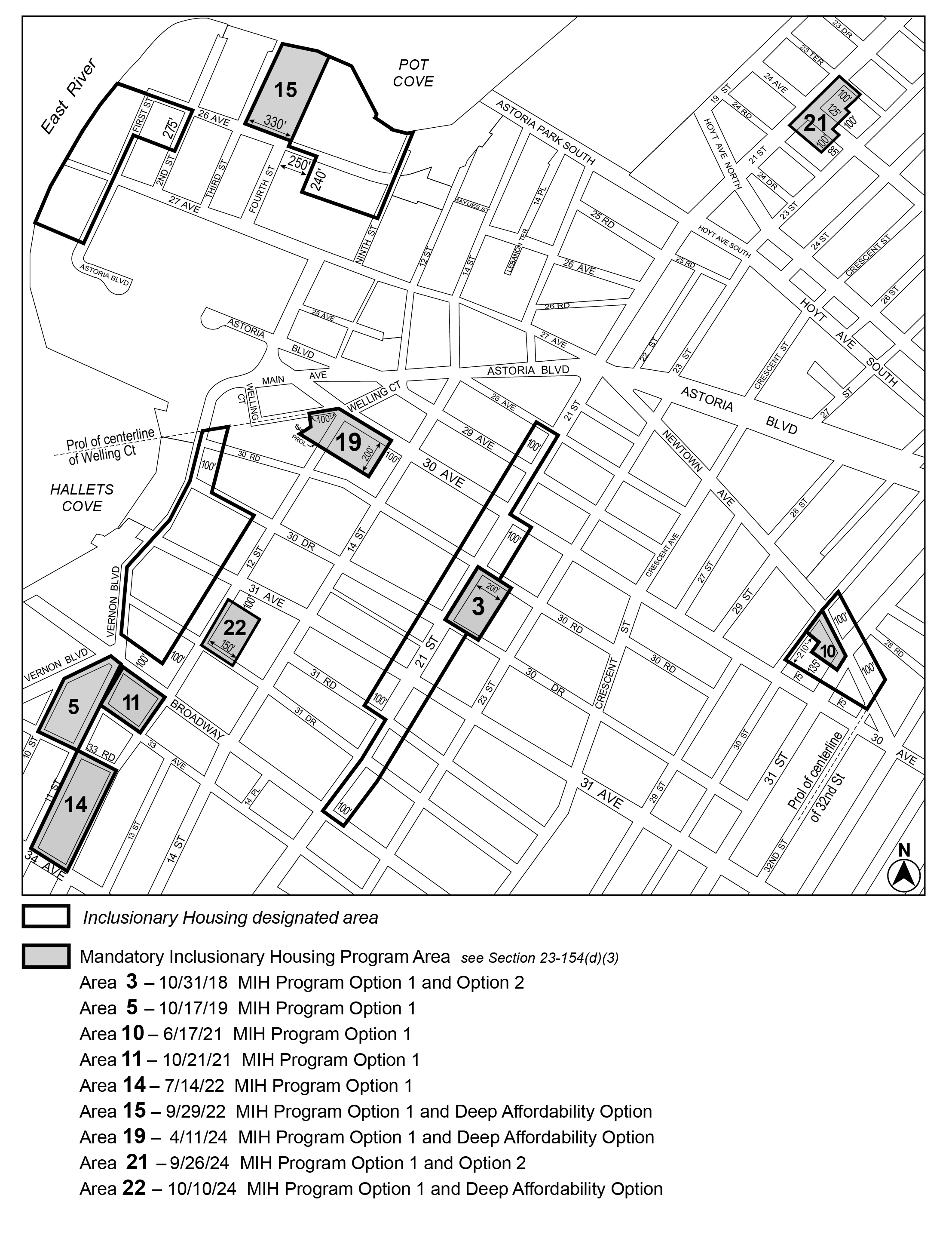 APPENDIX F, QN CD 1, Map 1, MIH area 22 (Option 1 and Deep Affordability Option) per <a class='sec-link-inline' target='_blank' href='/article-iii/chapter-1#31-17'><span>31-17</span></a> 12th St (N 220023 ZRQ), adopted 10th October, 2024