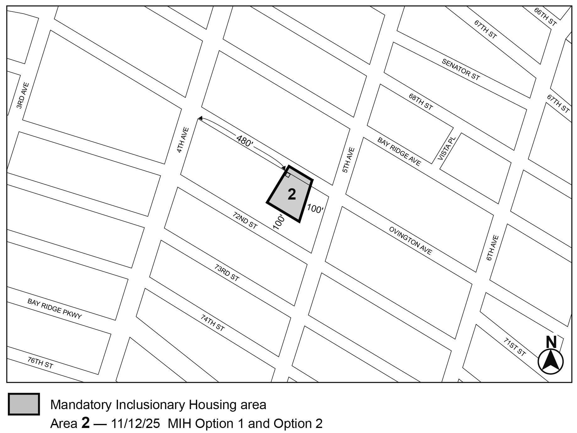 APPENDIX F. Map 2, MIH area 2 in Brooklyn CD 10 per 464 Ovington Ave (N 250057 ZRK) adopted 12th November, 2025