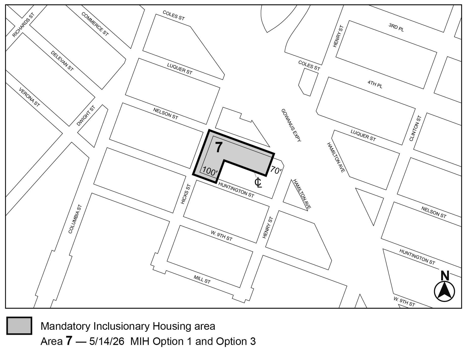 APPENDIX F, Brooklyn CD 6, Map 3, MIH area 7, per 46 Nelson Street II (N 250095 ZRK), adopted 14th May, 2026
